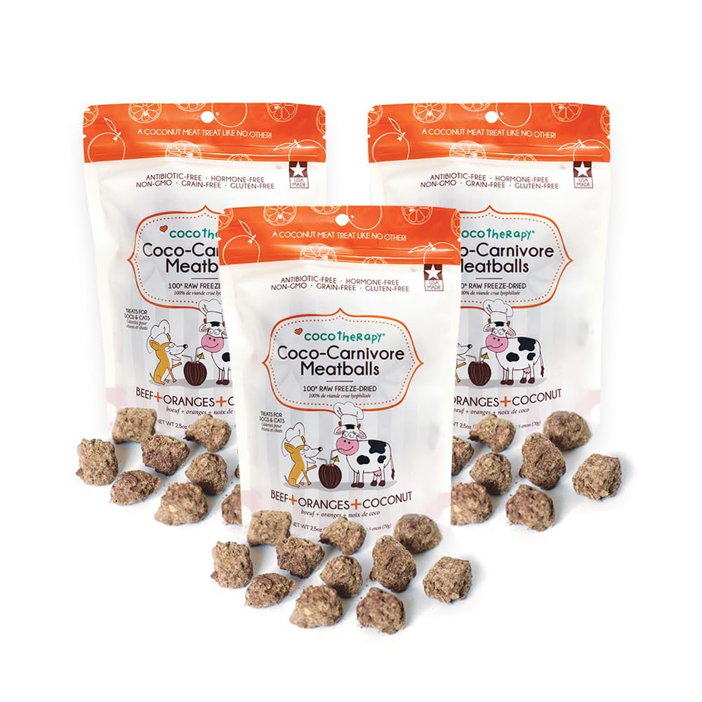 CocoTherapy3 Pack of Coco-Canivore Meatballs Dog Treats, Beef