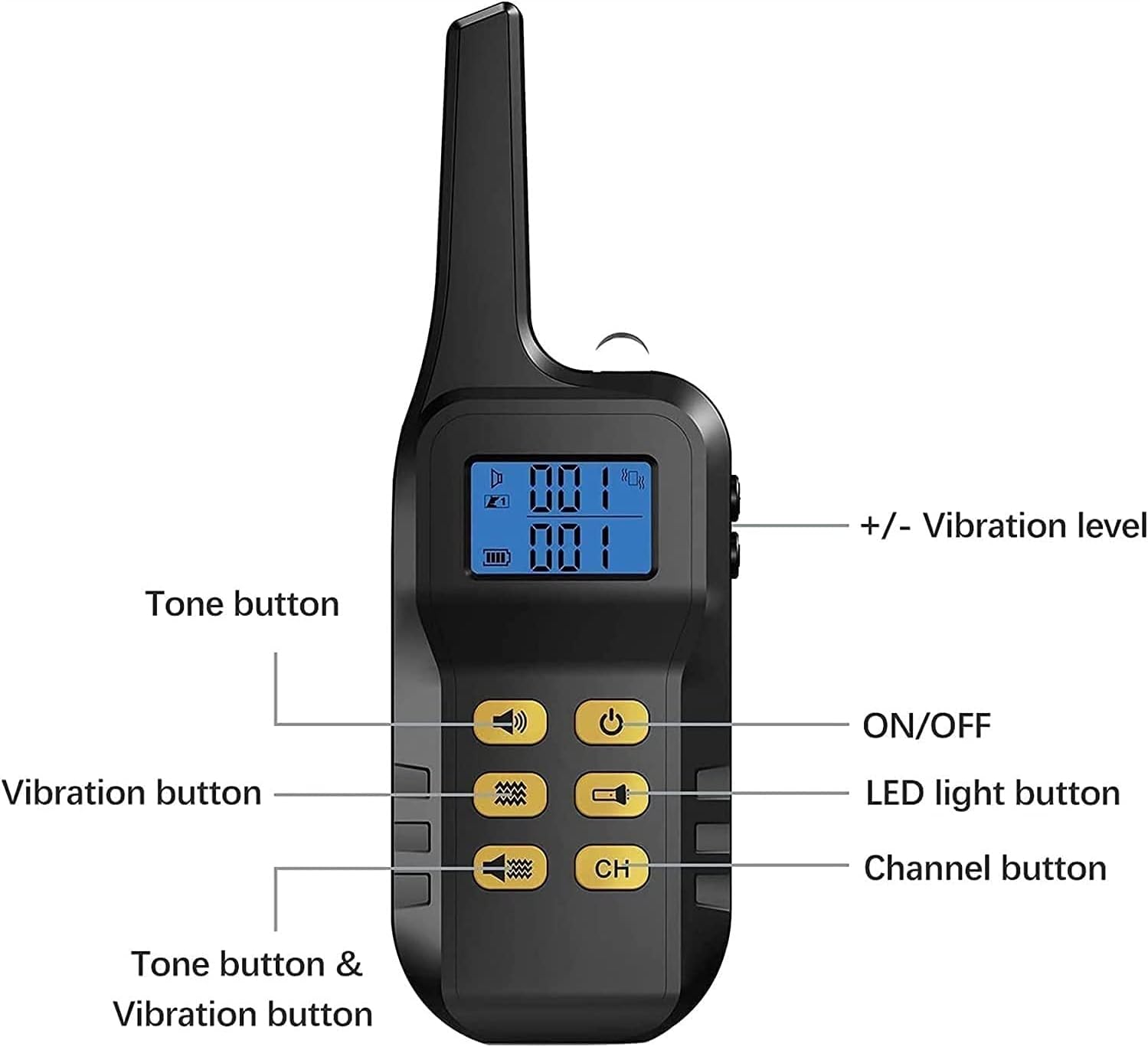 Dog Training Collar, Shock Collar for Dogs with Remote, Rechargeable Dog Shock Collar, with Beep/Vibration/Shock, Up to 1000 ft Remote Range, Rainproof for Small Medium Large Dogs (Color : YEL