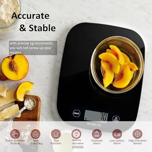 Miniatura 2 de 1 báscula de alimentos, báscula digital de cocina, gramos y onzas para hornear y cocinar + 1 báscula de baño para peso corporal y grasa, báscula