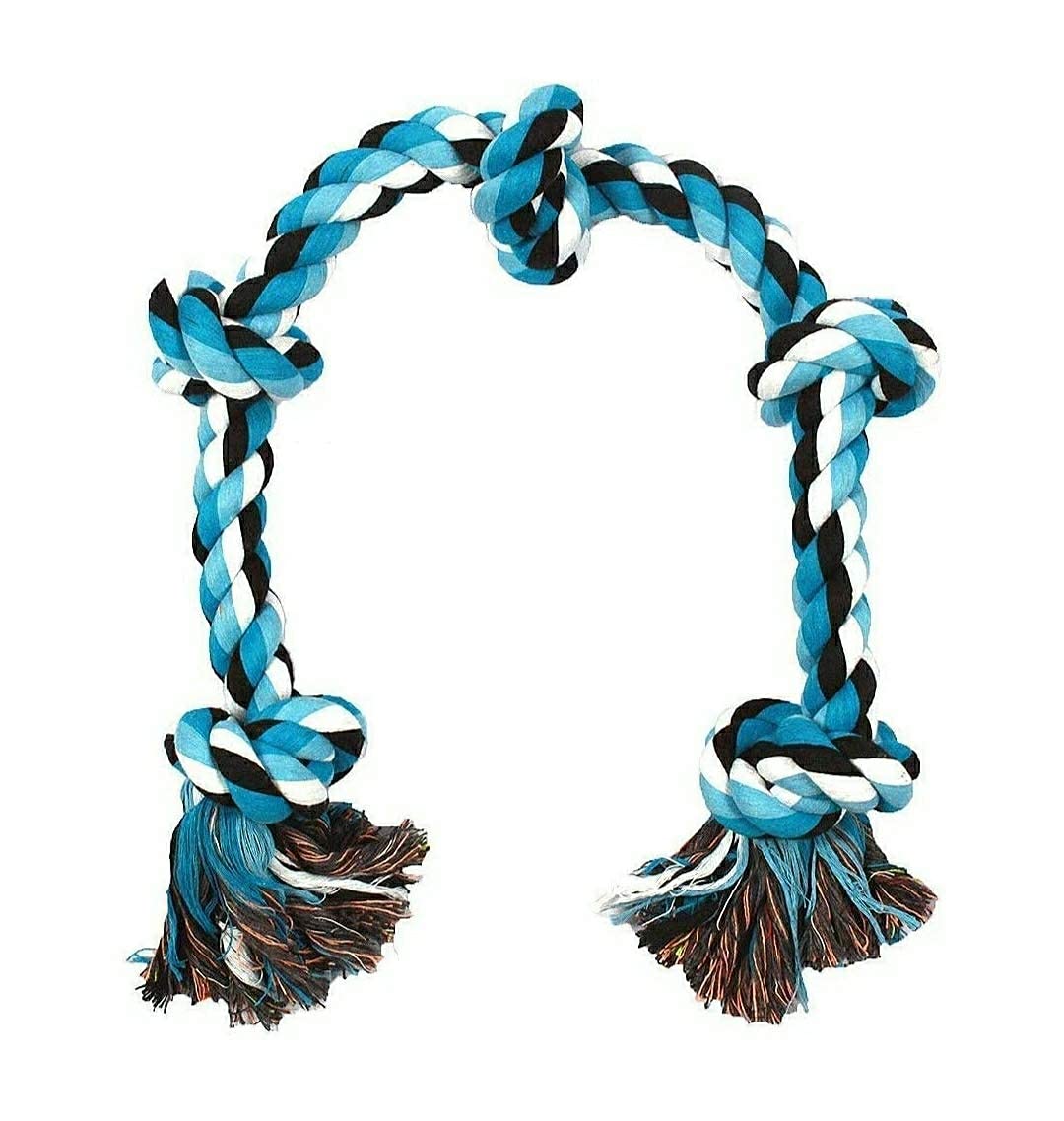 Pet Guard Cotton Rope Dog Chew Toy for Medium to Adult Dogs with 5 Chew Knots 28 Inch Long - (Blue Color XXL) (B08TC3GD79) Amazon Price History, Amazon Price Tracker