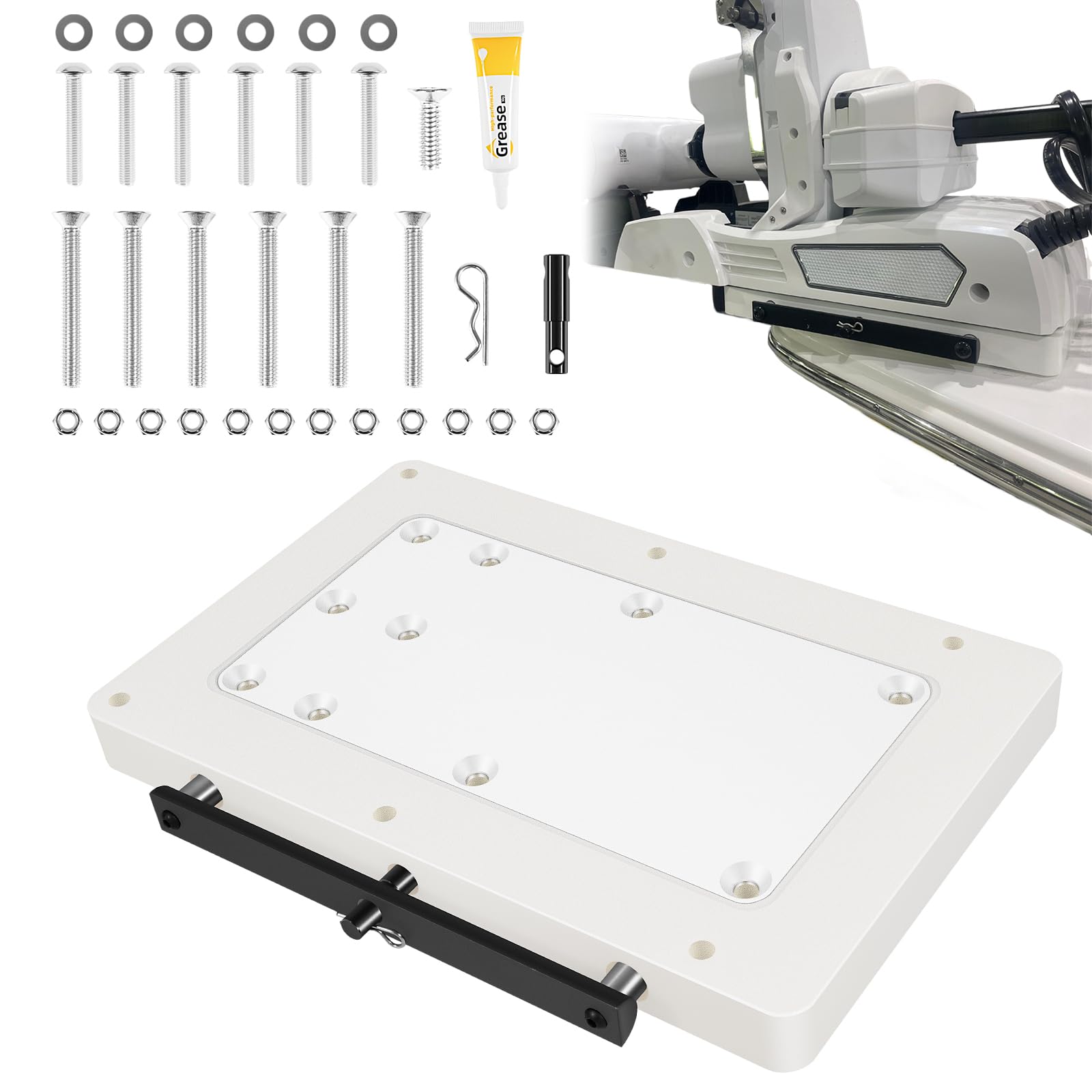 Photo 1 of 1854055 RTA-55 Quick Release Bracket For Minn Kota Riptide Instinct, Terrova, Riptide Terrova and Ulterra Quest Trolling Motor Mounting Bracket, White