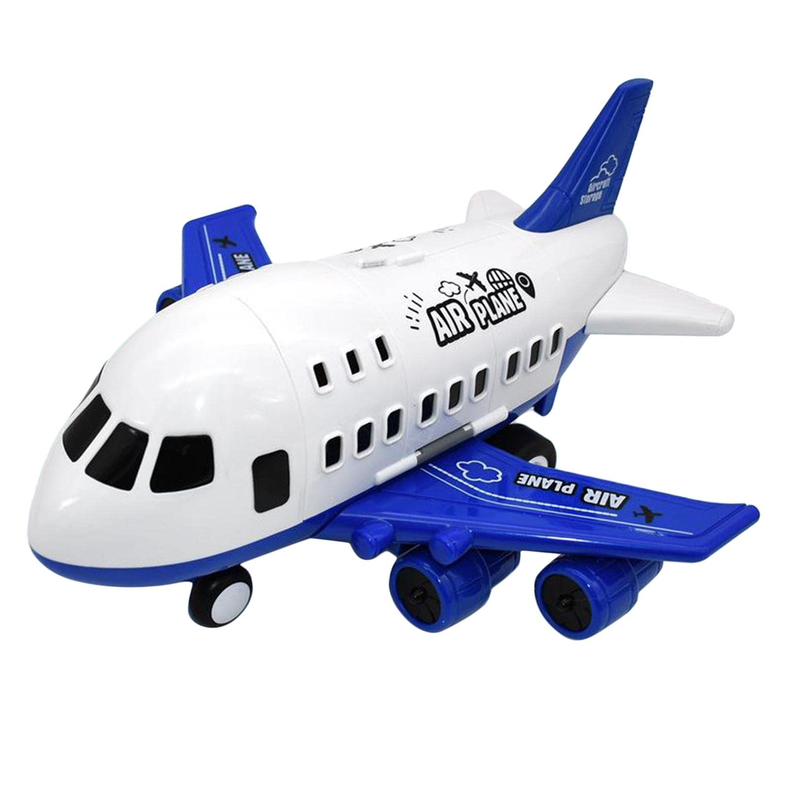 Set di Giocattoli per Bambini con Aereo E Contenitore Portaoggetti E Pista Inerziale, Blu 6 Auto Della Polizia