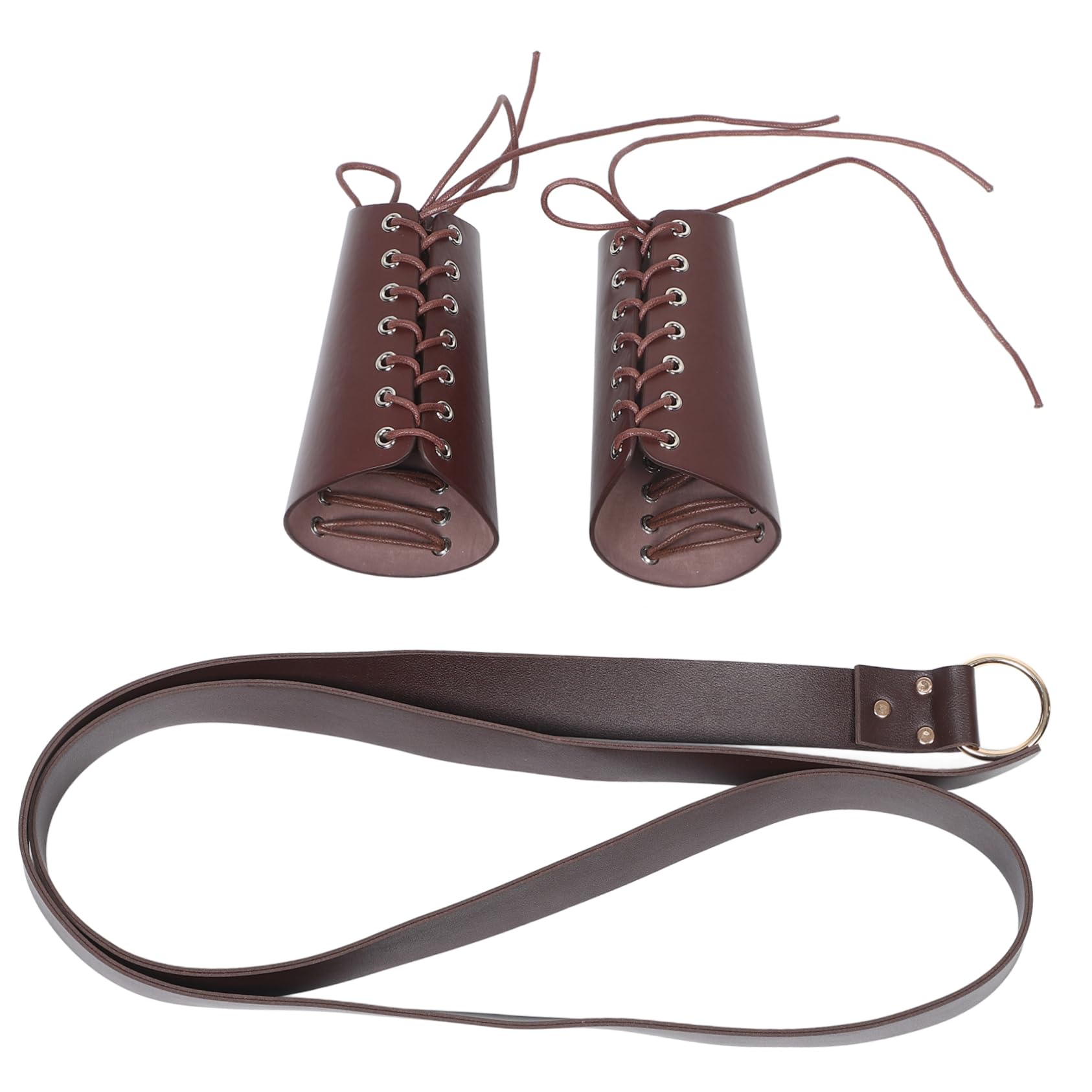 Garneck 1 Set Renaissance Arm Guards Waist Belt for Men Fashionable Costume Accessories for Parties Cosplay Outdoor Events Comfortable Durable Design Brown