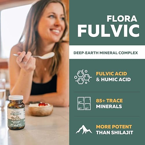 Miniatura 2 de Flora Fulvic  Ácido fúlvico + complejo de ácido húmico  550 mg  Minado en Utah, extracto prehistórico de tierra profunda  Inmunidad, intestino,