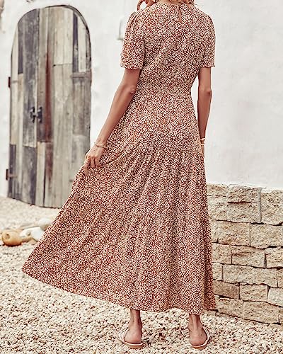 Image of PRETTYGARDEN Women's Casual Smocked Boho Floral A-Line Maxi Dress 2026