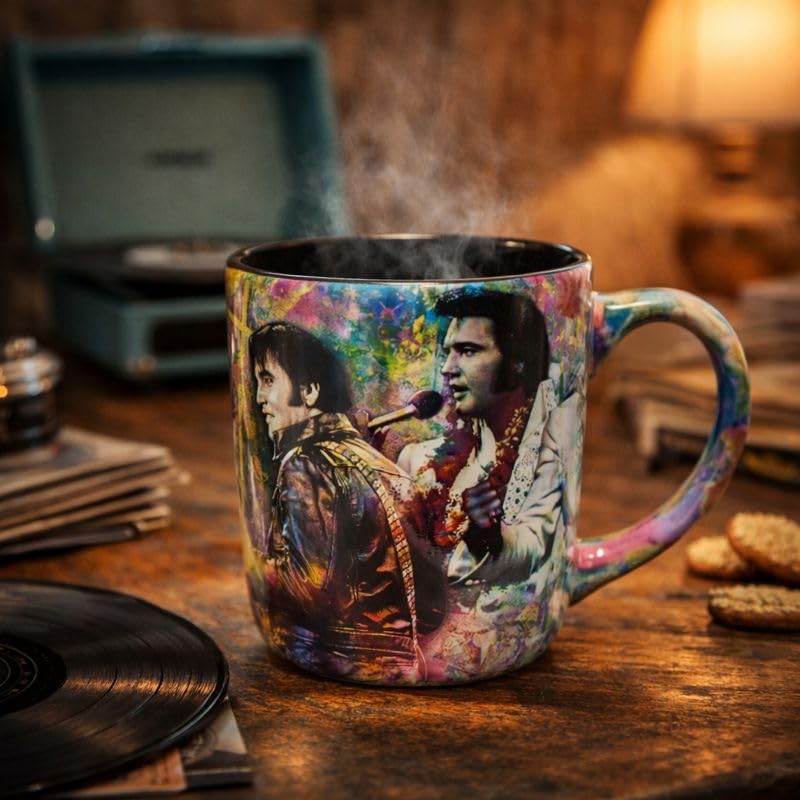 Taza cerámica Elvis Presley 12 oz con diseño colorido miniatura 2