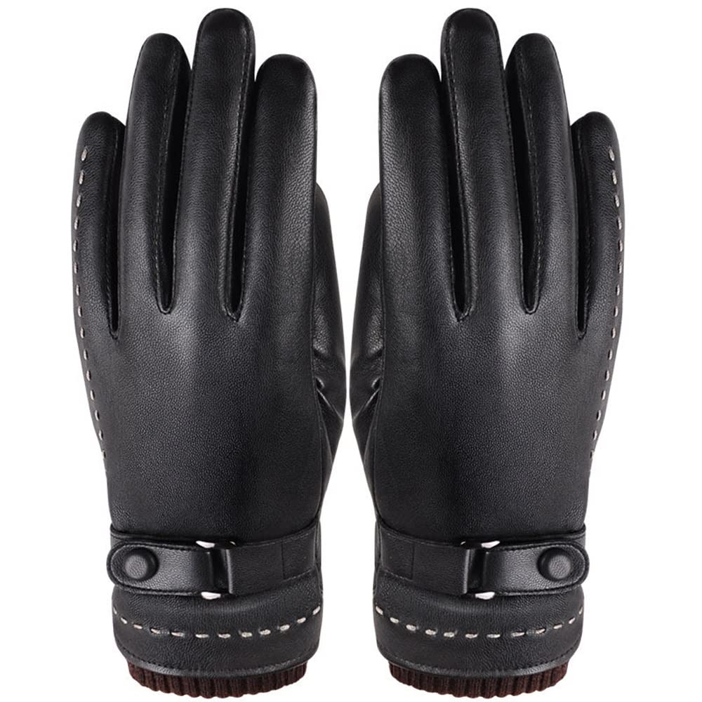 Guantes de invierno para hombre y mujer, de forro polar, resistentes al viento y al agua, guantes de cuero para pantalla táctil