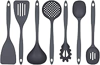 Glad 7-Piece Nylon Kitchen Utensils Set for Nonstick Cookware - Heat Resistant Turner, Spoon, Ladle, Gray