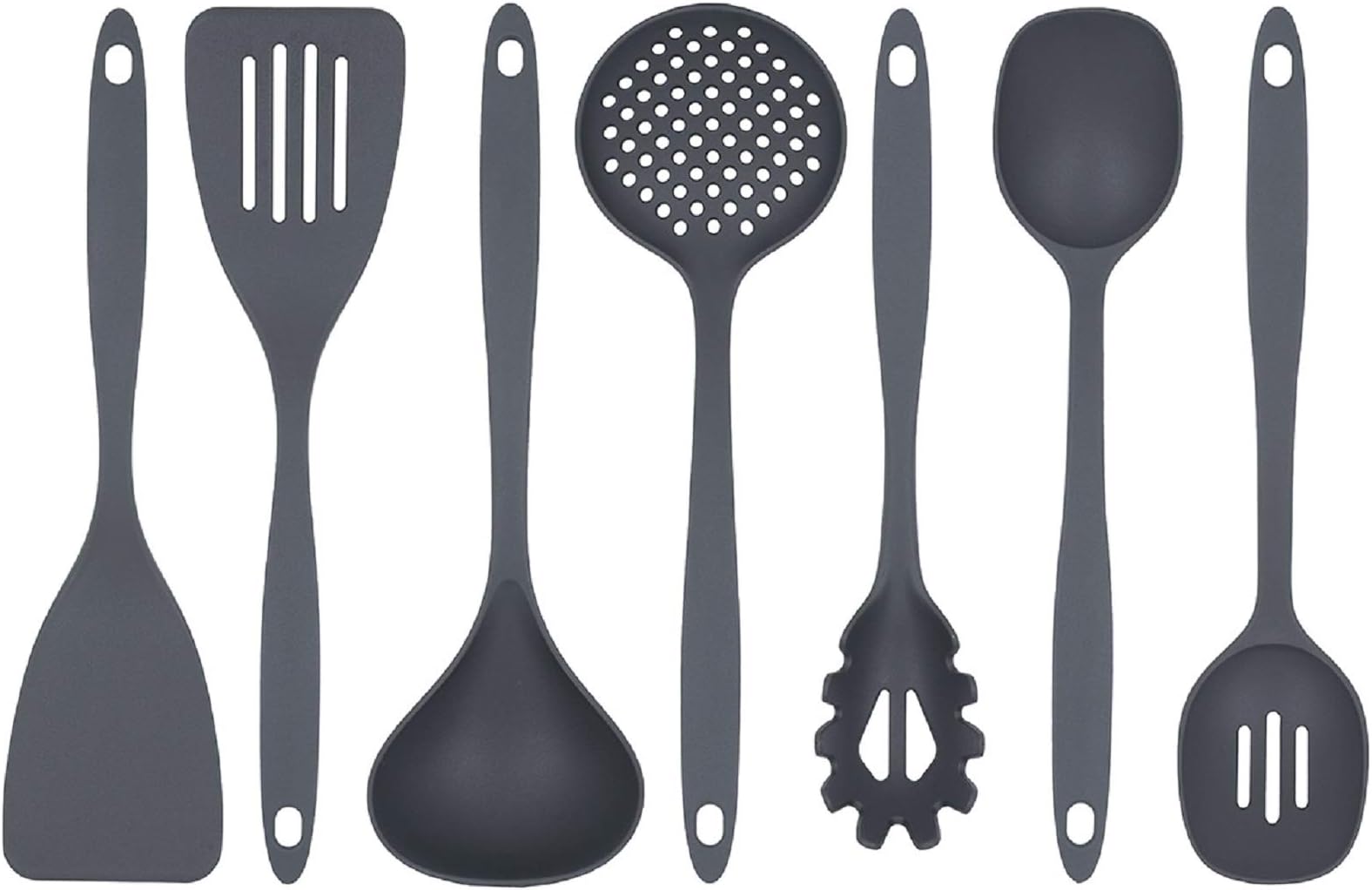 Glad Cooking Kitchen Utensils Set – 7 Pieces, Nylon Tools for Nonstick Cookware, Gray