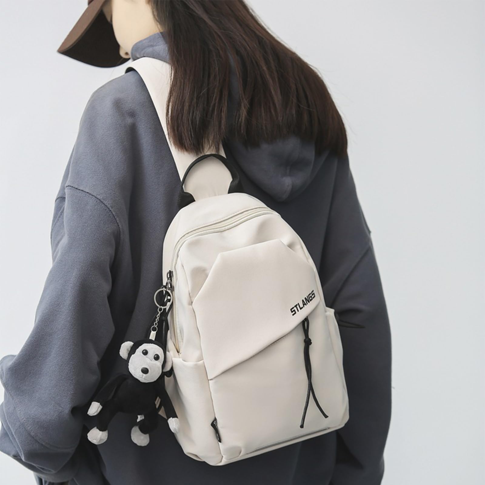Borsa a tracolla unisex in tela con tasche multiple per tutti i giorni e lo sport, borsa a tracolla senza ciondolo