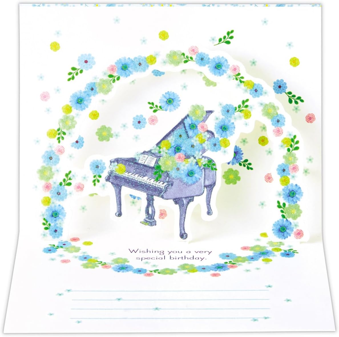 Hallmark Greeting Card 3D Flower Piano Birthday Celebration 826369