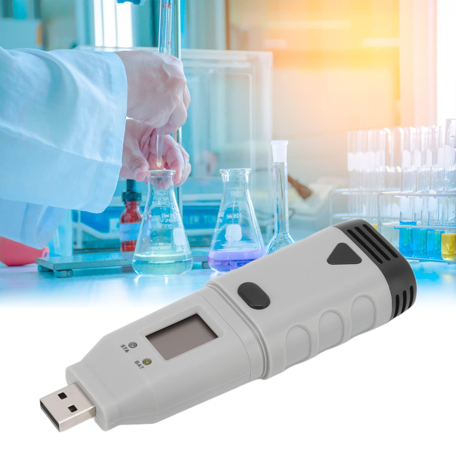 Cocoarm Misuratore di umidità e Temperatura USB Termometro USB ABS con Memorizzazione Dati 32000 Gamma da 31 °F a 176 °F Allarme LED per Monitoraggio Interno Ed Esterno