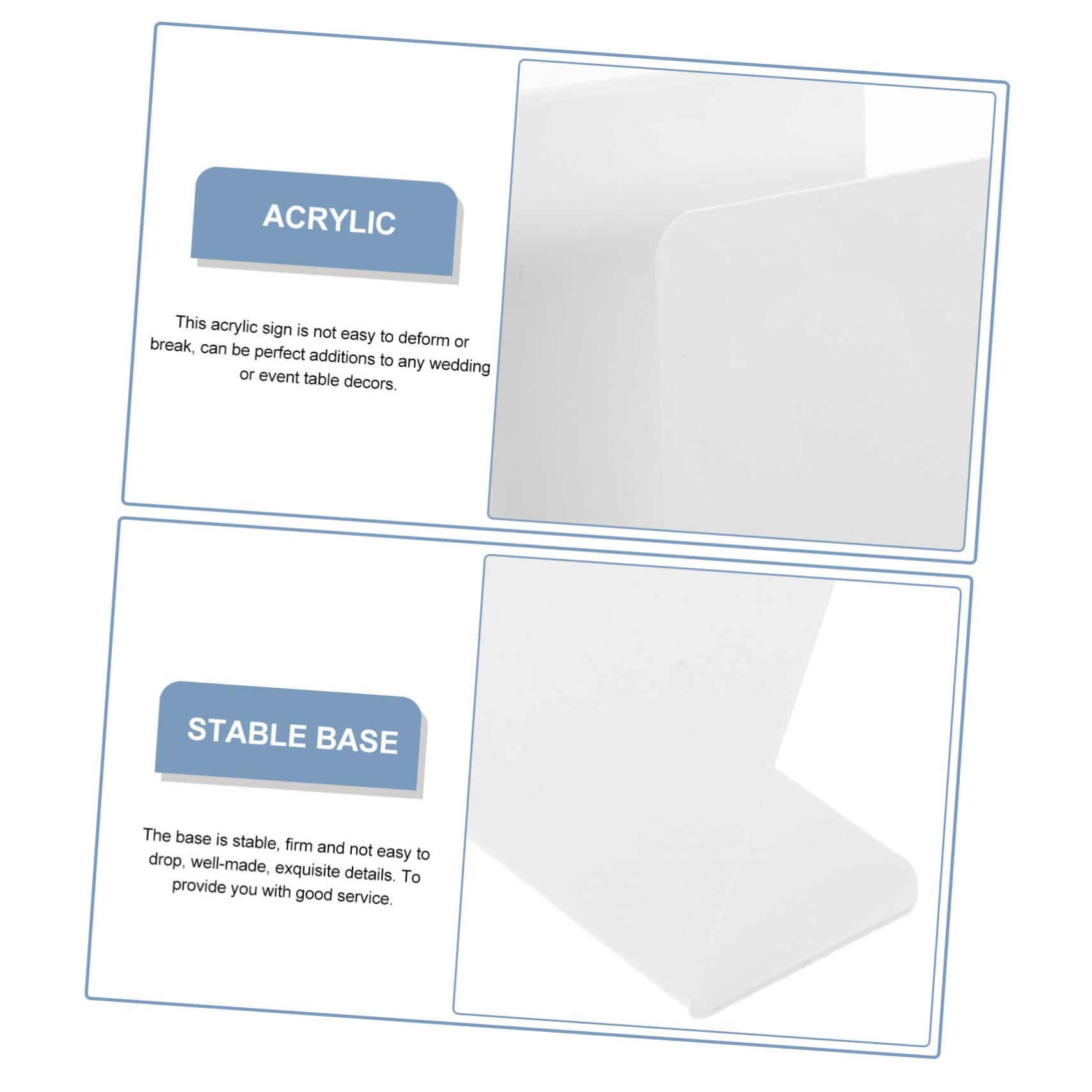 SEWACC 10Pcs Acrylic Table Sign Frosted Blank Name Display Holders for Weddings Parties and Events Easy to Clean Double Sided Design for Guest Seating