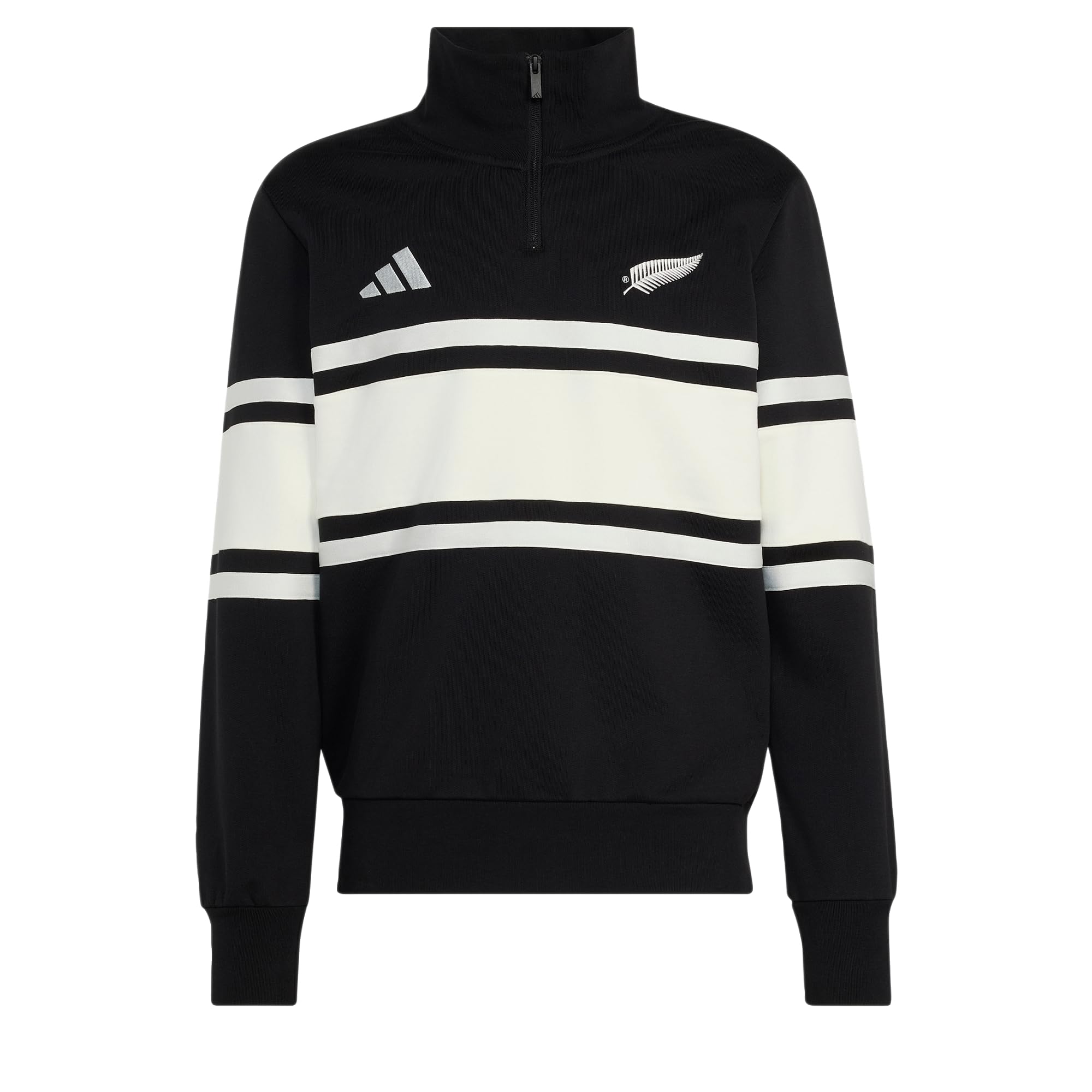 adidas Men's All Blacks Leisurewear Quarter Zip Sweatshirt, black/off white, XS