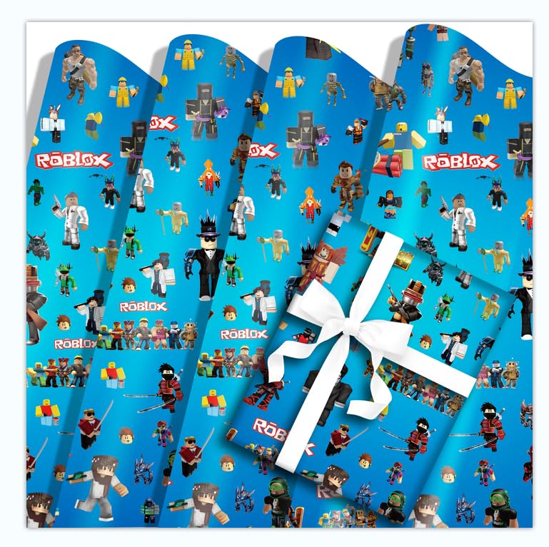 5 Pack Game Gift Wrapping Paper 51x75cm Kraft Paper Durable Gift Wrap Pack for Kids Birthday Party Storage Festive Decoration