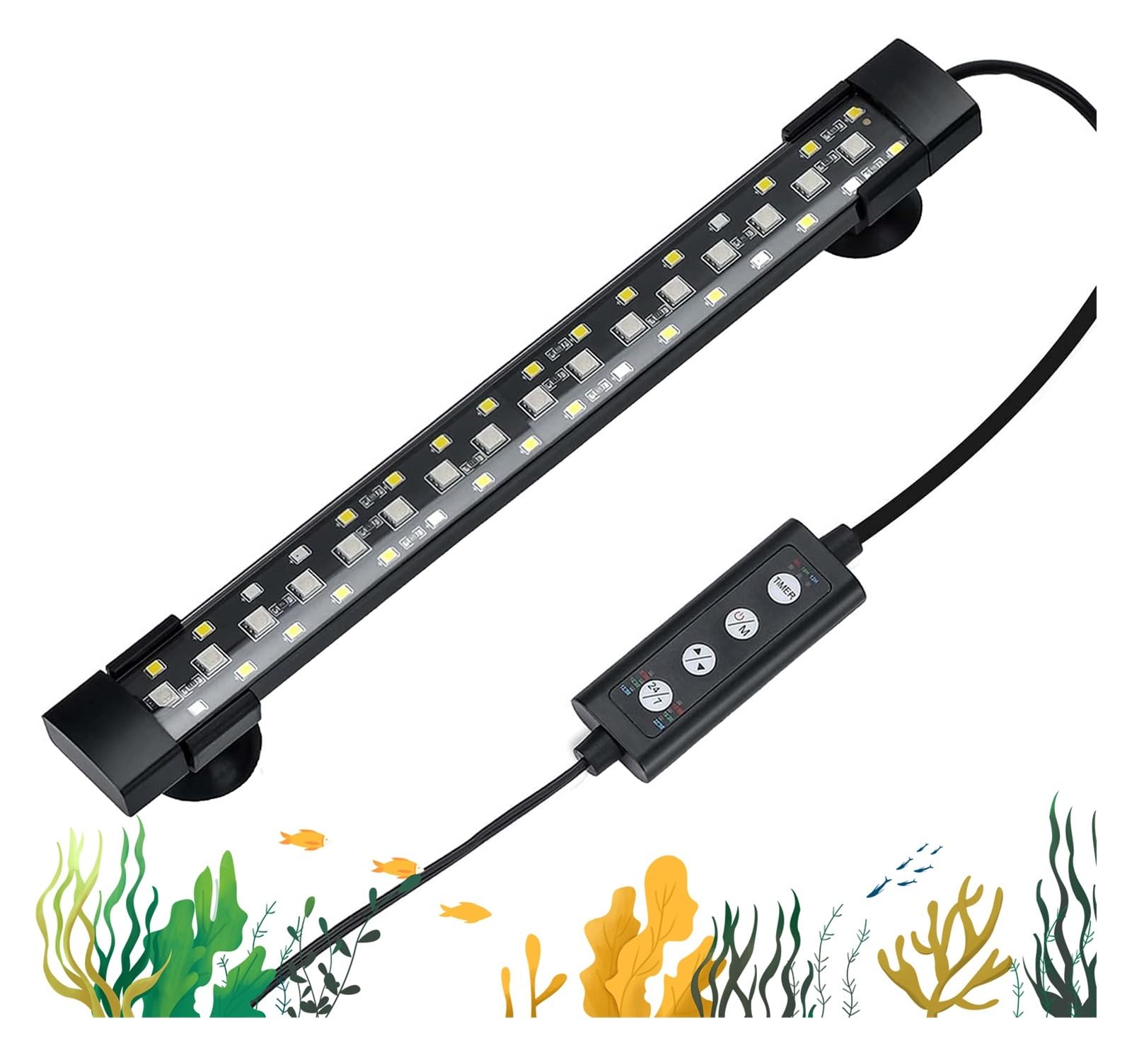Luz del acuario, Luz sumergible for acuario, lámpara subacuática, regulador de intensidad de espectro completo, WRGB, luz Led for acuario(18cm)