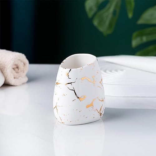 Miniatura 8 de Elegante juego de baño de cerámica de 6 piezas, equipado con dispensador de loción, taza de enjuague bucal, plato de maquillaje, placa de jabón,