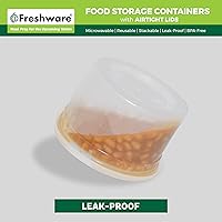 Vista 4 de Freshware [12 unidades, 64 oz] recipientes de plástico de 1/2 galón para almacenamiento de alimentos y sopa con tapas herméticas, recipientes