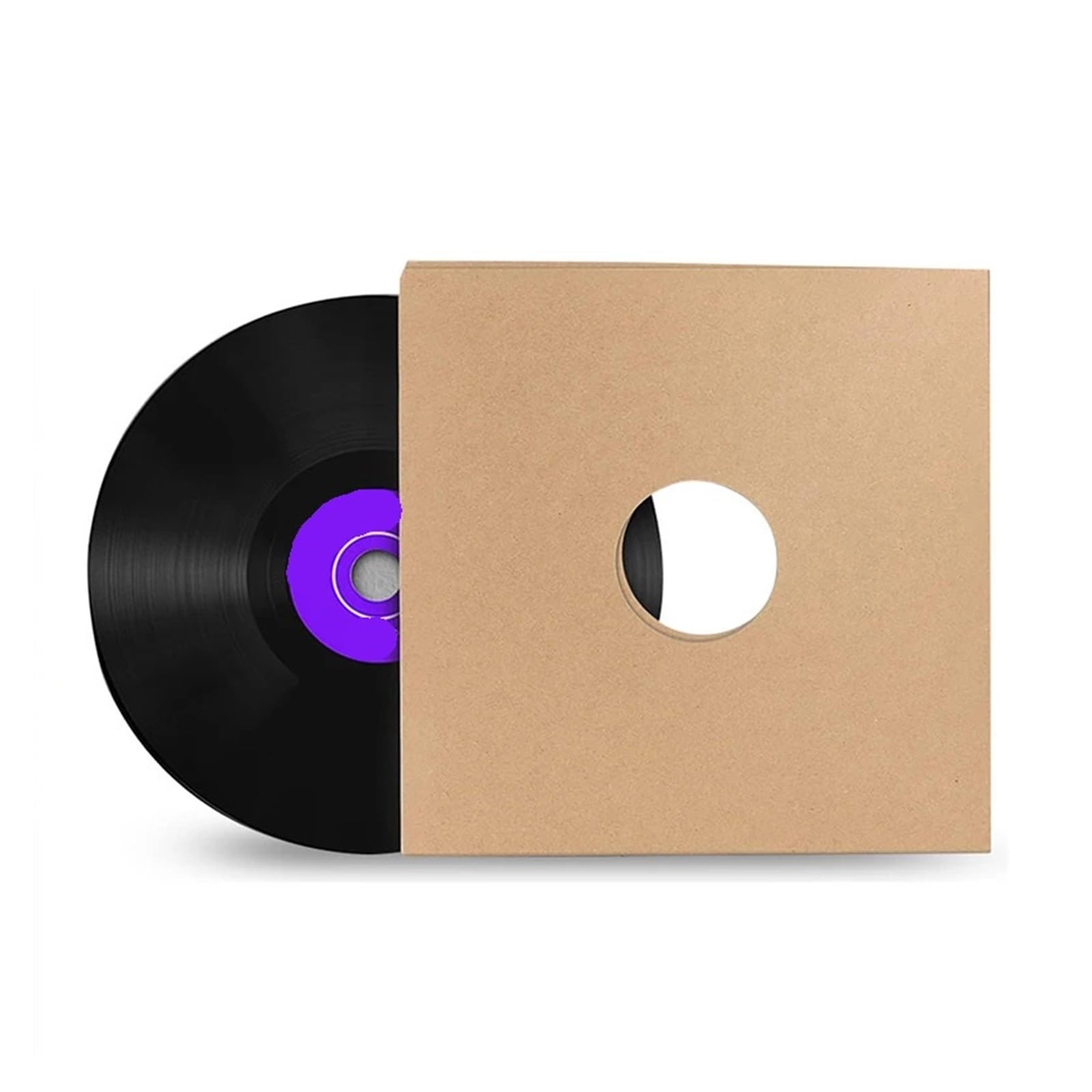 Copertine Interne per Dischi in Vinile 10 Pezzi da 12 Pollici Buste for Dischi in Vinile coperture protettive for Album for LP in Carta Kraft Interne for in antistatici(with Hole-Black)