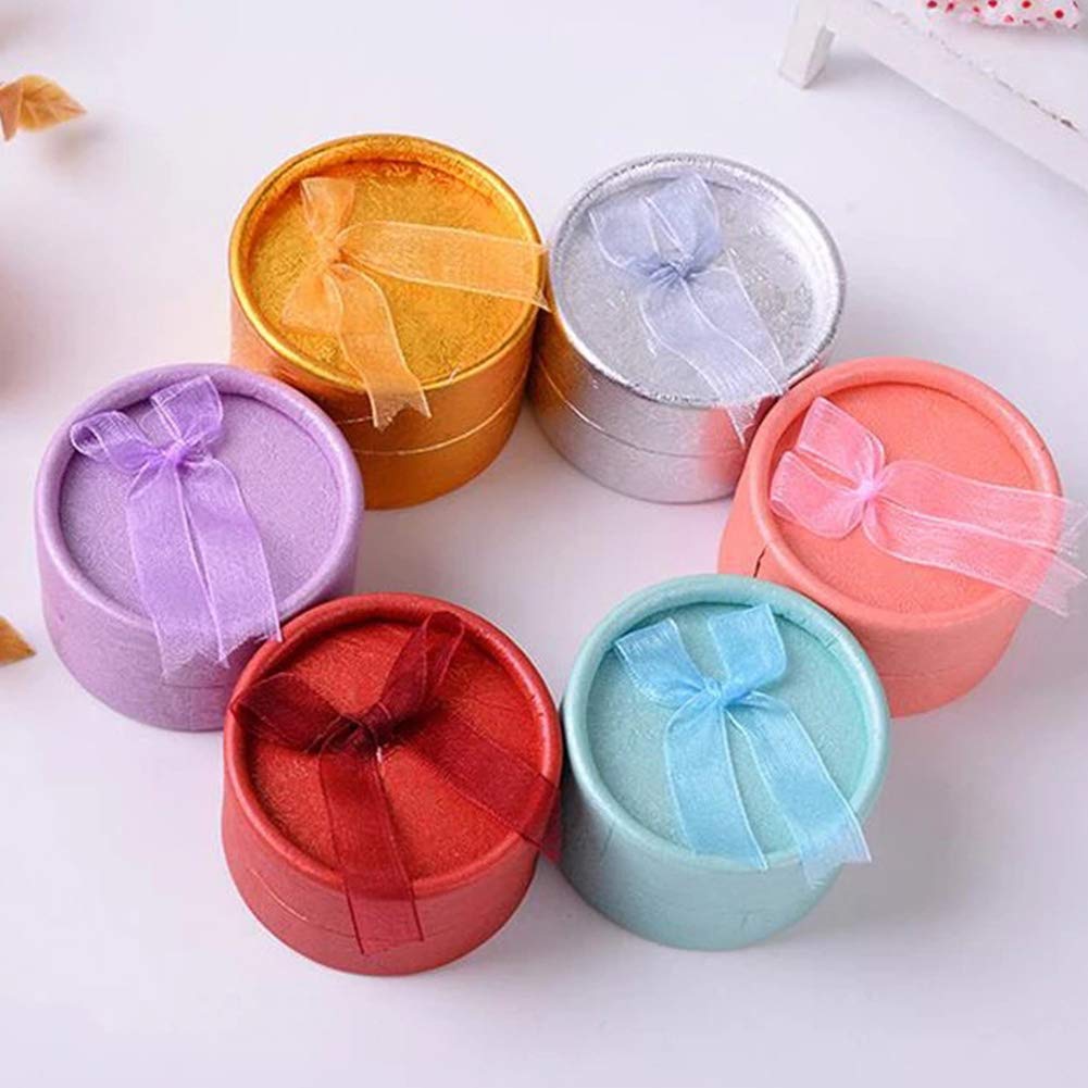 12 Pcs Boîtes-cadeaux De Bijoux En Papier, Anniversaires Mariages Bracelet Cadeaux Boîtes, Coffret Rond Pour Noël Collier Saint Valentin Boucle D'oreille Cadeau, Couleur Multiple