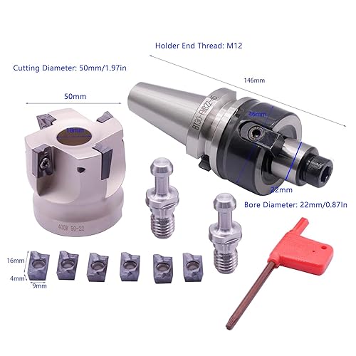 Miniatura 2 de BT30-FMB22-45 Fresa de extremo de vástago y fresado CNC 400R de 1.969 in con 10 piezas de insertos de carburo negro APMT1604, 2 pernos de tracción
