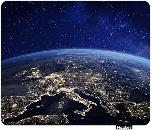 Nicokee Earth from Space Europe - Alfombrilla de mouse de goma antideslizante para computadoras, laptop, oficina, hogar, rectangular,