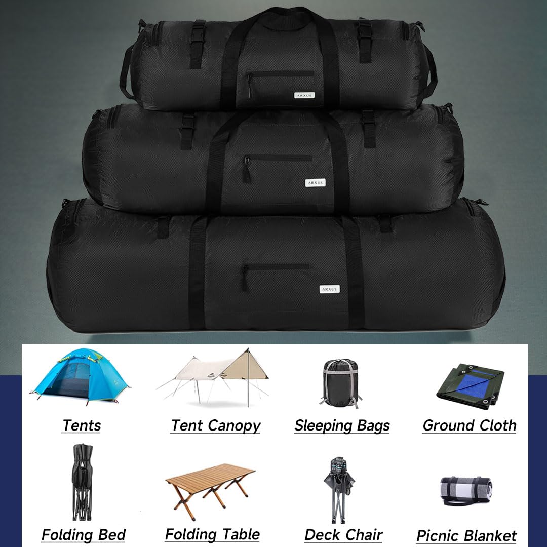 Arxus Borsa Sportiva Grande 90L 50L 30L per Viaggio Sport, Donna Uomo Borsone Palestra Pieghevole per Yoga Pilates Mazza da Baseball con Tracolla, Deposito Tende da Campeggio
