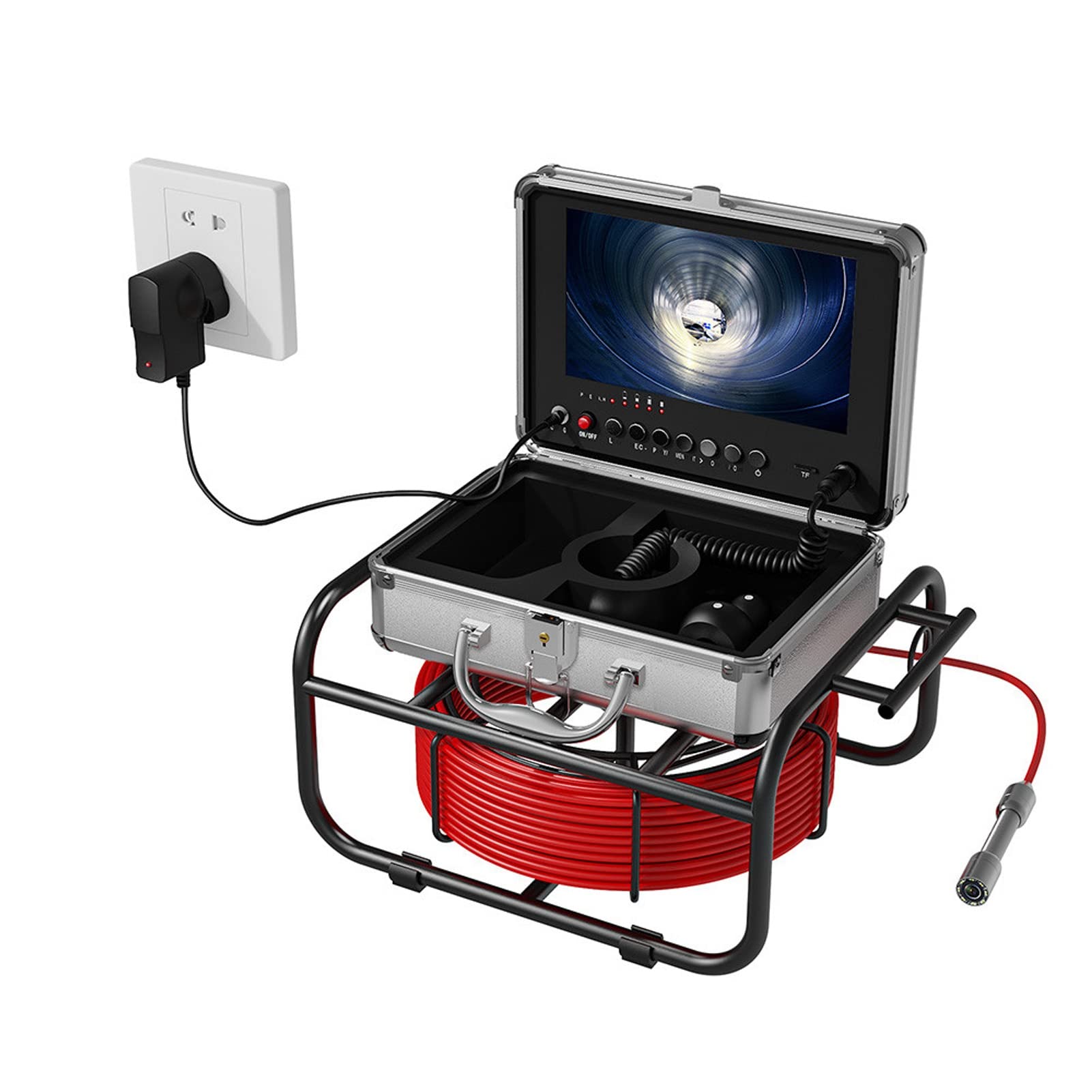 Kamera Kanalizacyjna, Kamera Inspekcyjna ścieków Kamera Rurowa Kamera Endoskopowa do Rur AHD 720P 8 Regulowane światło LED 9-calowy Wyświetlacz LCD o średnicy 17 Mm (F951DC17-30M