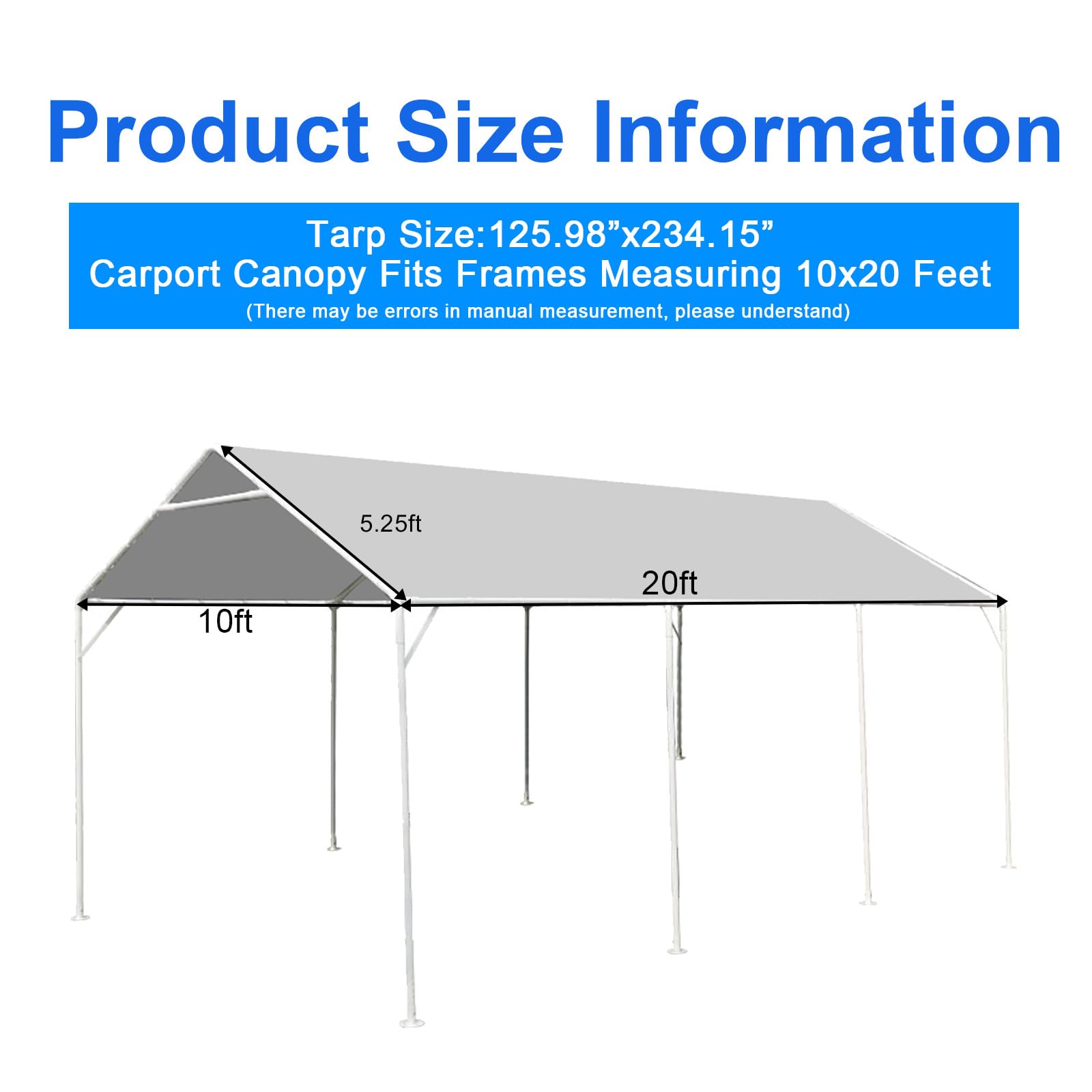 Heavy Duty Carport Canopy Cover - 10x20 Ft -2 Heavy Duty Carport Canopy Cover - 10x20 Ft -2