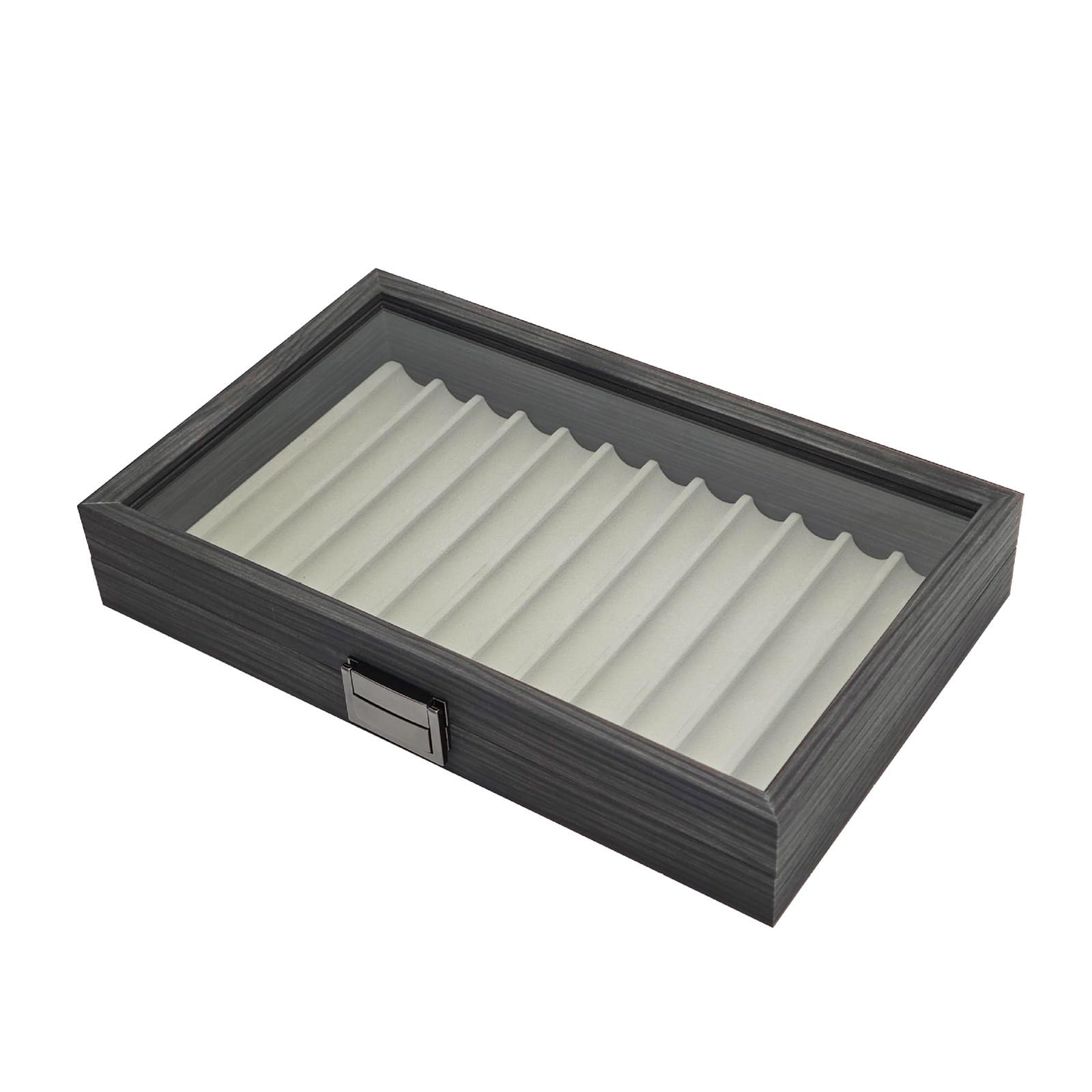 Hsioluted Ebony 12 Slot Wood Fountain Pen Storage Case Fountain Pen Display Tray Pens Organiser Box With Soft Padding For Collector Collector Display Tray