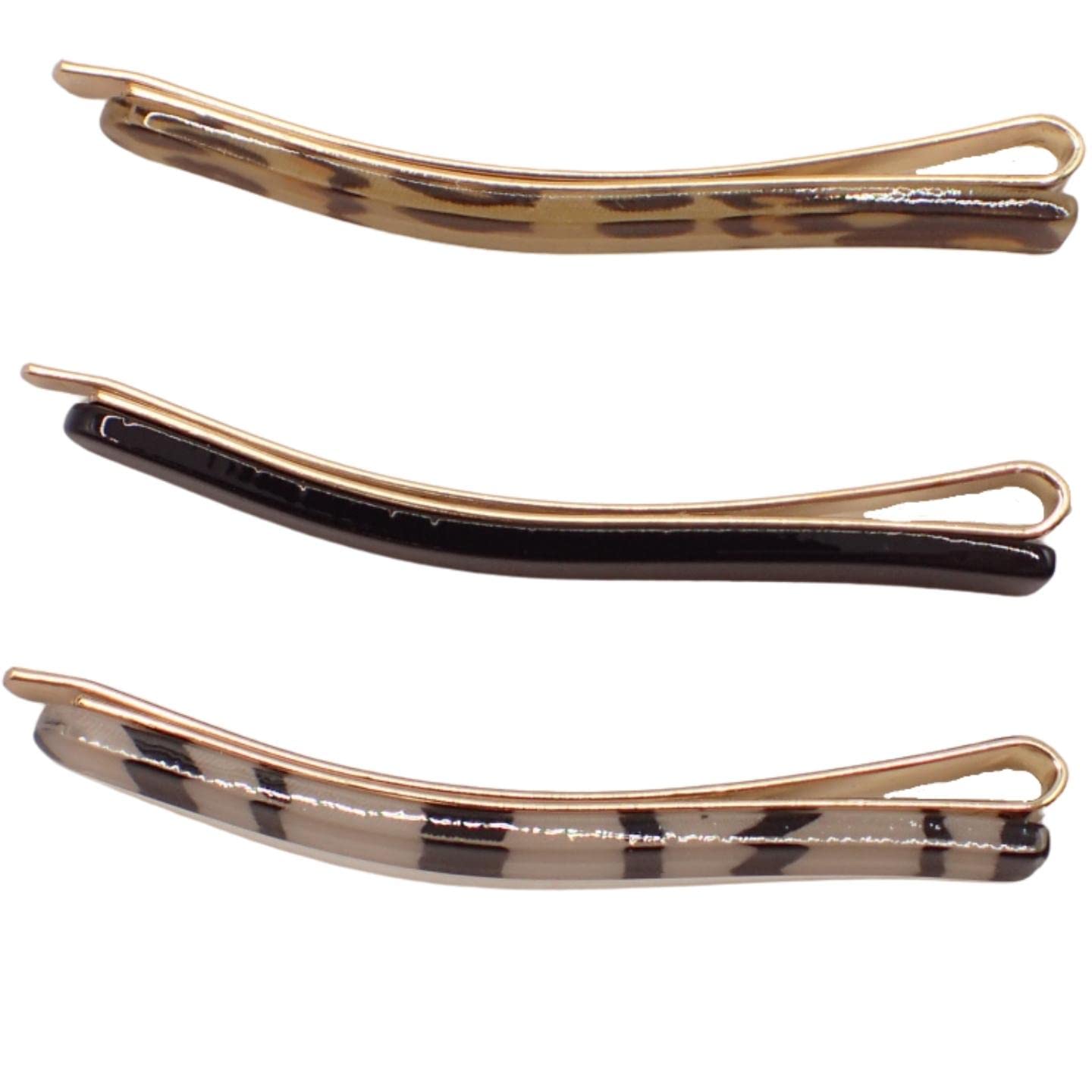 Topkids Accessories Pack of 3 Cute Assorted Acrylic Covered Hair Grips, Bobby Pins - Image 2