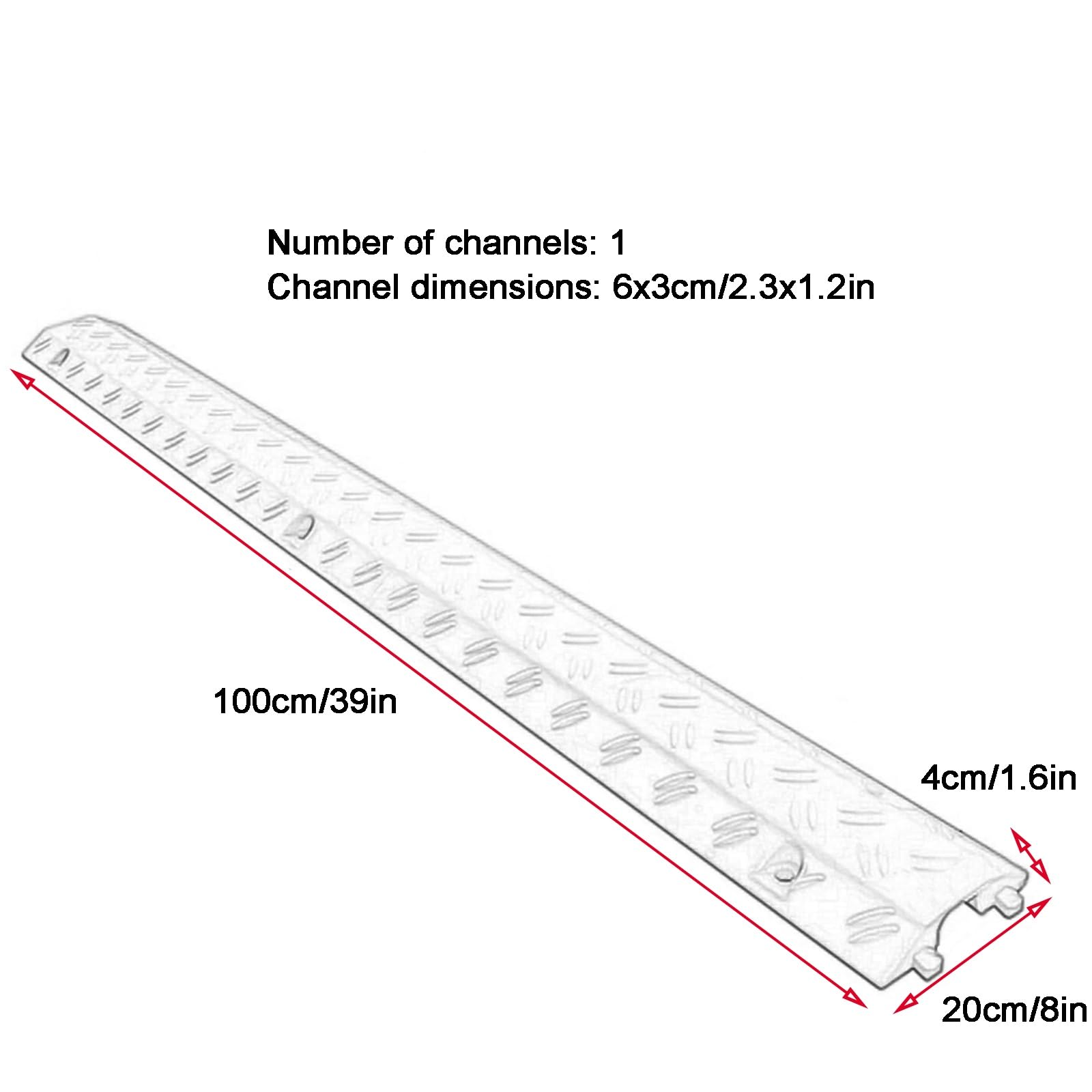 Cubierta de cable, rampa protectora de cable de PVC, tope de velocidad modular de 1 canal con 6 pernos, capacidad de carga de 660 libras para uso en interiores y exteriores