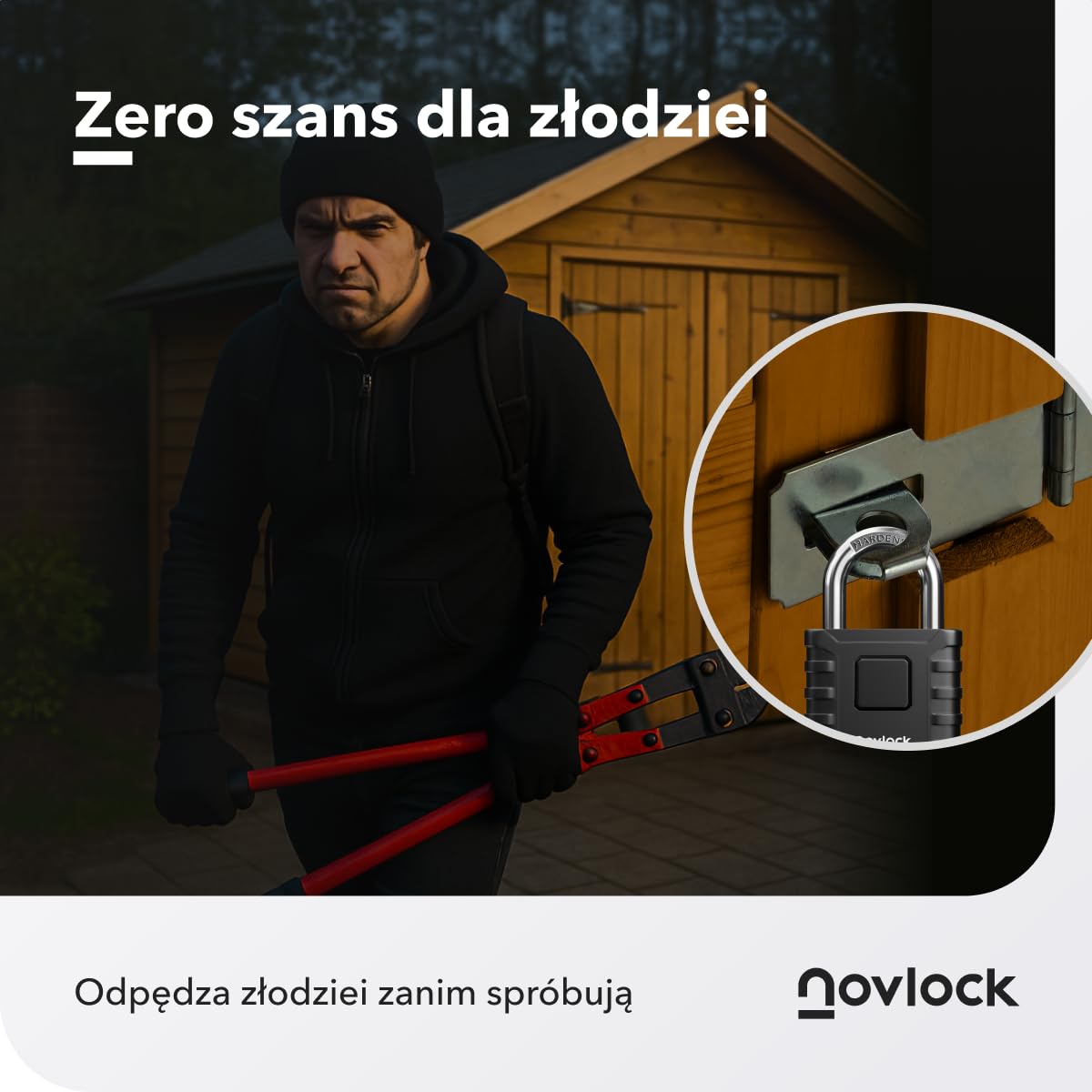 Kłódka szyfrowa heavy-duty – duża, solidna i odporna na warunki atmosferyczne, z pałąkiem 8 mm – wytrzymała do bram, ogrodzeń, szop, garaży i zewnętrznych schowków – 1 szt., czarna