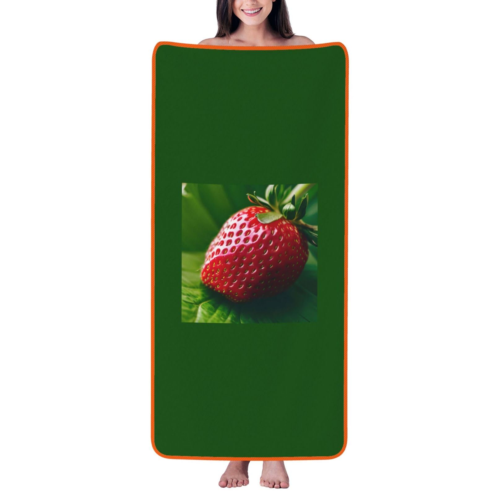 KPXXAQT Strawberry Print Coral Velvet Bath Towel Soft Absorbent Towels Home Vacation Or Summer Gifting