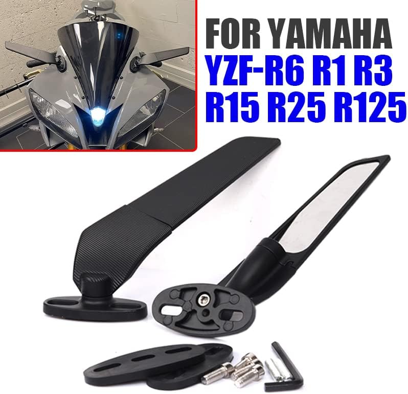 Miniatura 2 de Universal motocicleta accesorios espejo viento ala ajustable giratorio espejo retrovisor lateral moto para Yamaha YZF R6 R1 R25 R3 R125 R15