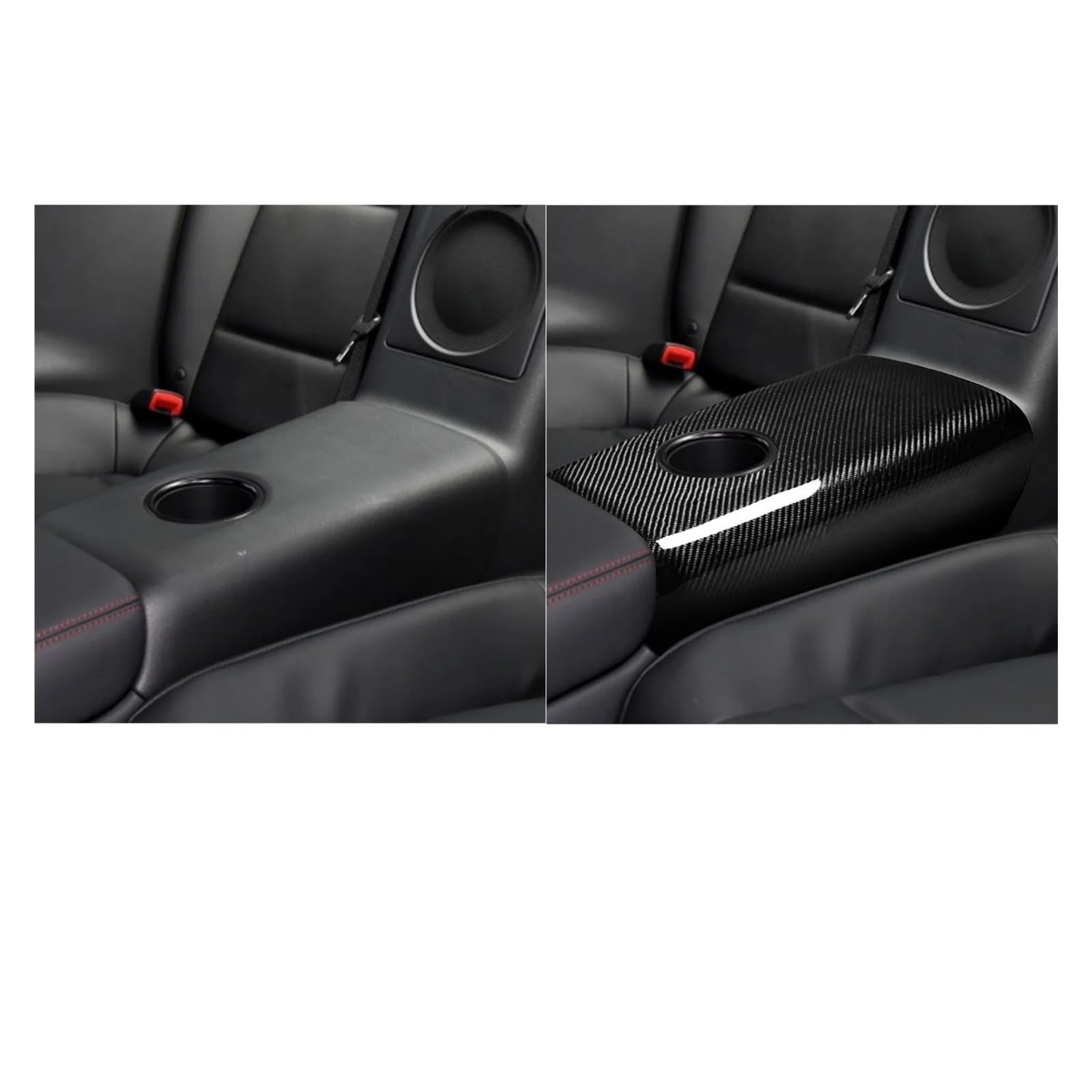 Ajuste de la Cubierta del Panel del apoyabrazos del Asiento Trasero de Fibra de Carbono Negro Compatible con Nissan GTR R35 09-16