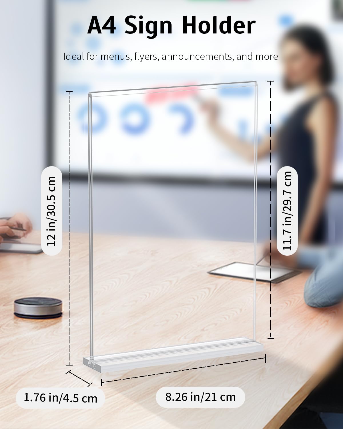 Plastic Display Stands Slant Back Acrylic Sign Holder A4, 6 Pack ...