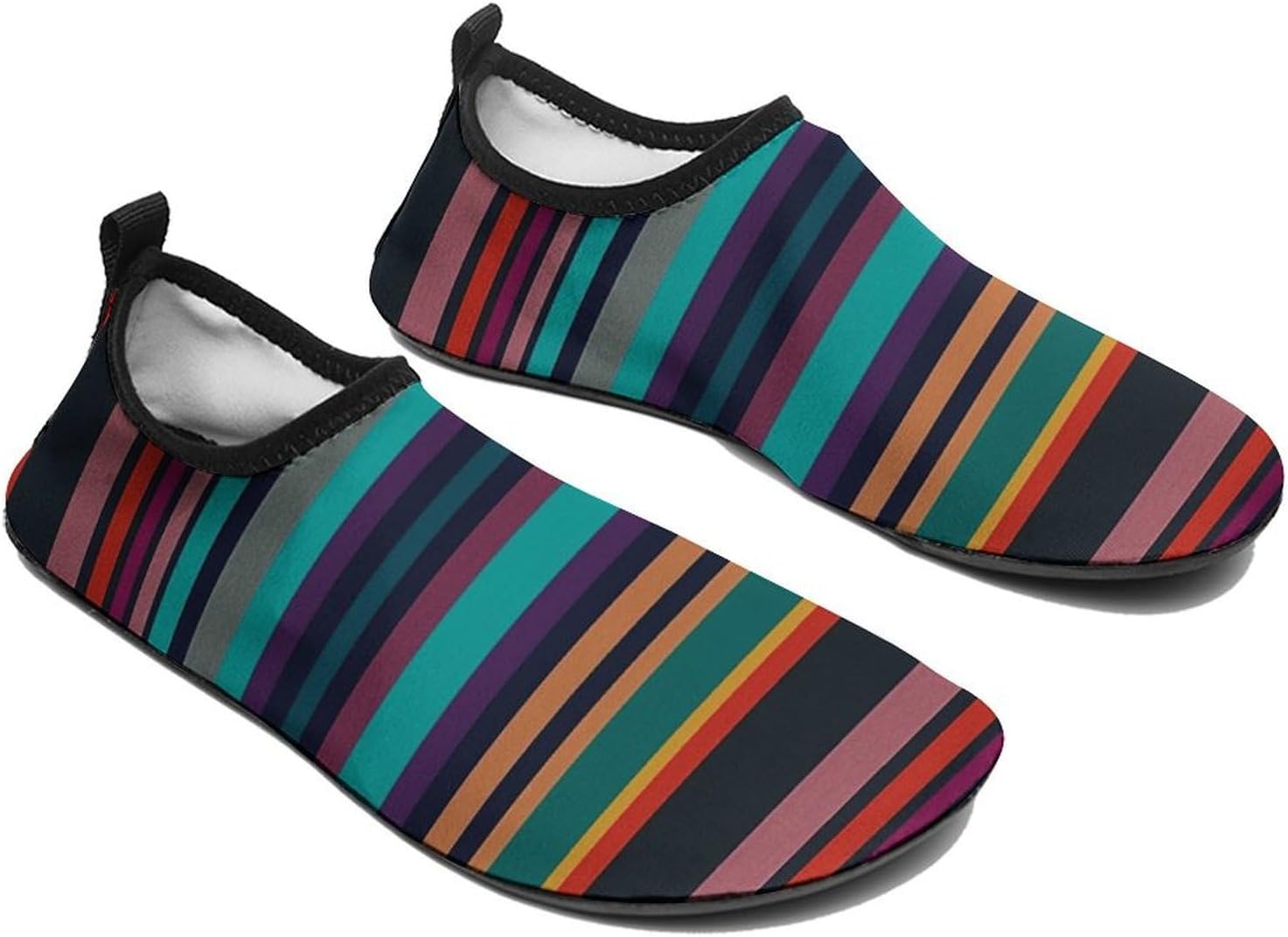 Water Shoes for Women Men Swim Beach Shoes Quick Dry Barefoot Aqua Shoes Tricolor Stripes Sport Shoes Hiking Shoes 11/12women,9/10men