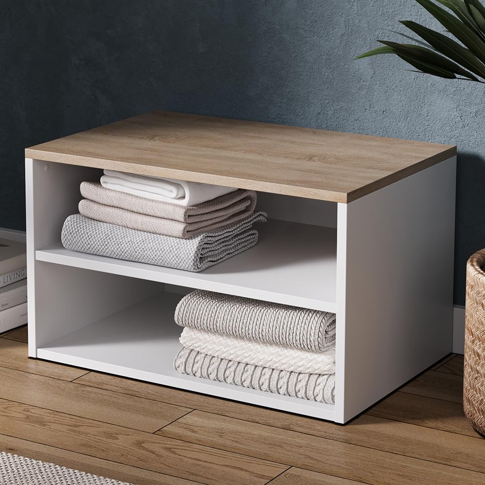 Vicco Cassettiera Betti, Bianco/Sonoma, 60 x 36 cm | con 2 scomparti, adatto per la conservazione in soggiorno o in camera da letto
