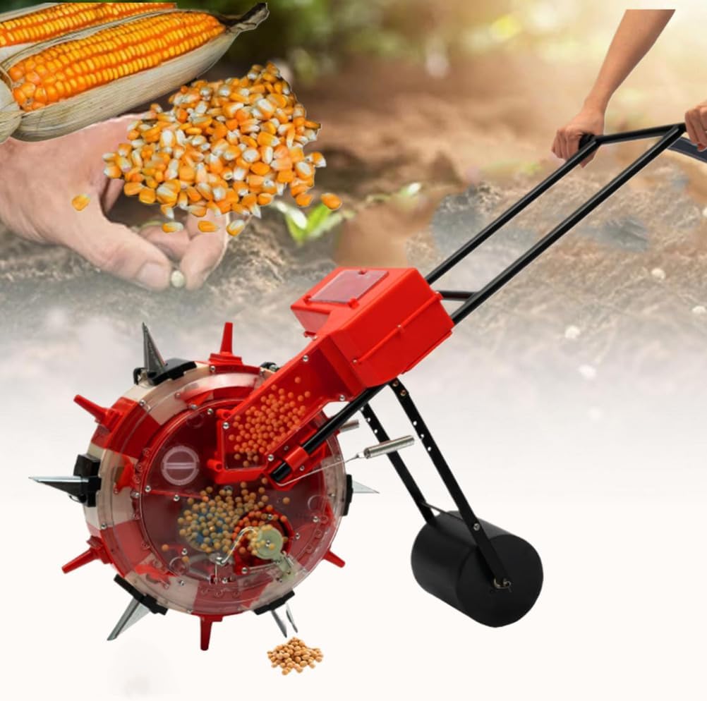 Agricultural Seed Distributor, Lawn Garden Spreader with Adjustable Sowing Depth, Compost Spreader with Upgraded Handle, Corn, Cotton, Soybean, Peanut Planter