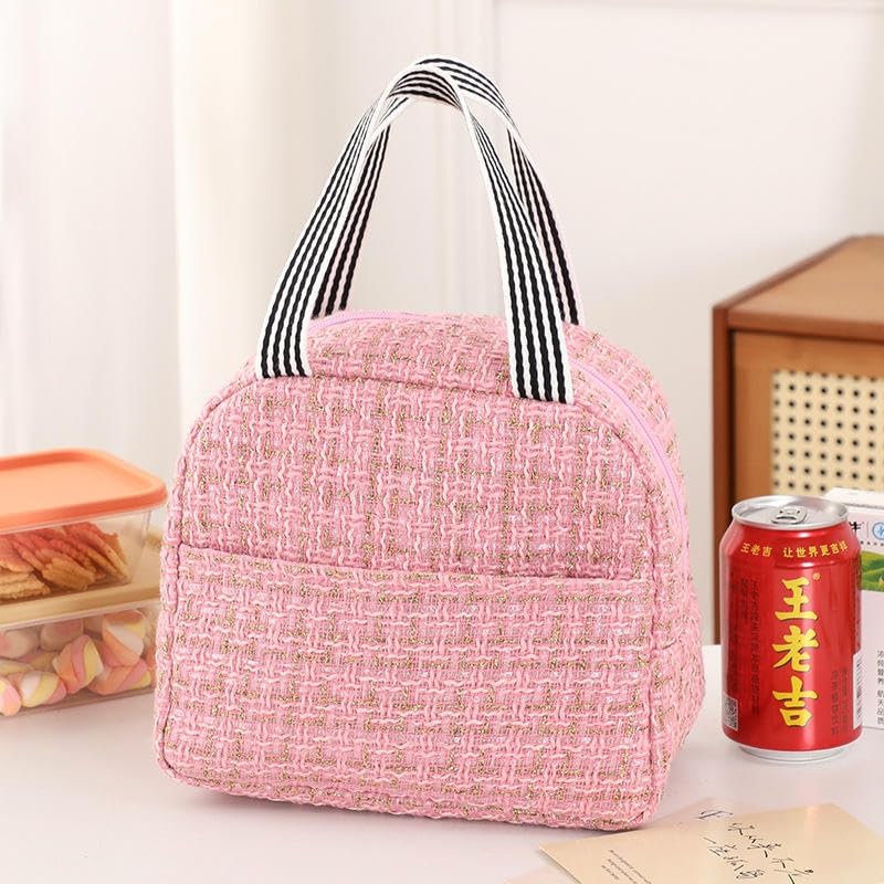 Image of Lunch Bag for Kids, Lunch Bag for Office Men, Women and Kids, Canvas Tiffin Bags for School, Picnic, Work, Carry Bag for Lunch Box and Water Bottle (Pink Sparkle)