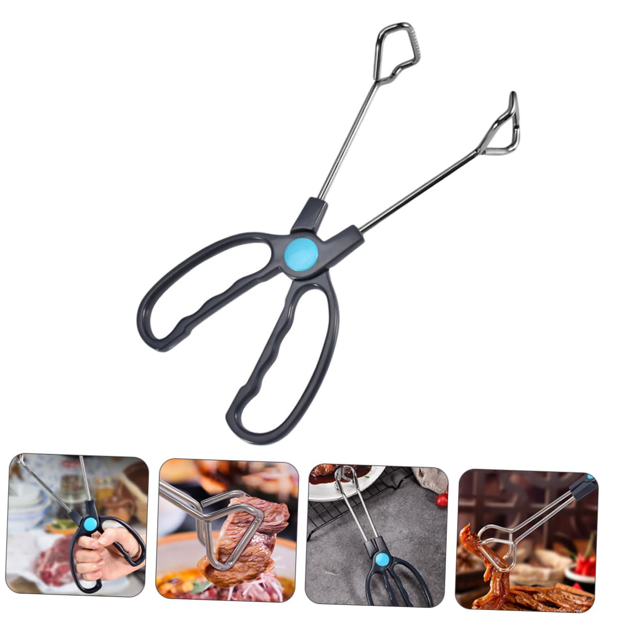 BESTonZON 1Pc Stainless Steel Kitchen Serving Tongs Bbq Food Clip for Grilling Roasting Versatile Tong for Bread Meat Salad More Easy to Clean for Picnics Barbecues