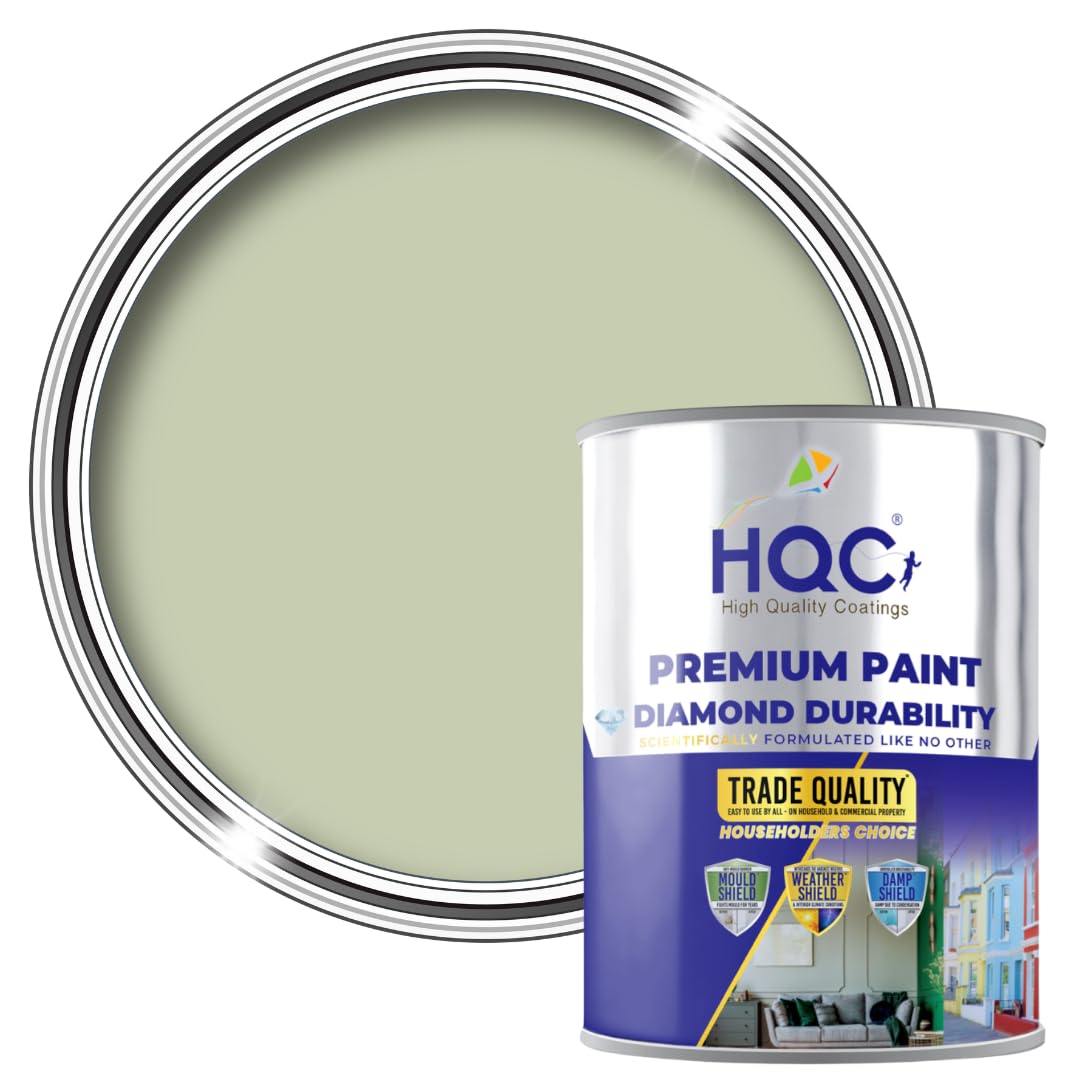 Hqc Sage Green Smooth Masonry Paint - 5 L (Pack Of 1) Litre For Brick, Concrete, Render & Garden Walls, Waterproof Formula