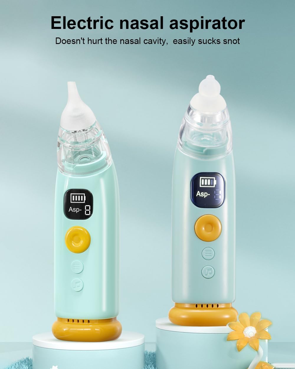 Nasensauger Baby Elektrischer Nasensauger Baby Staubsauger Wiederaufladbar mit 3 Saugstufen Musik und 3 Größen Silikon, 65KPa Nasensauger kann schnell und sanft verstopfte Nasen entfernen - 2