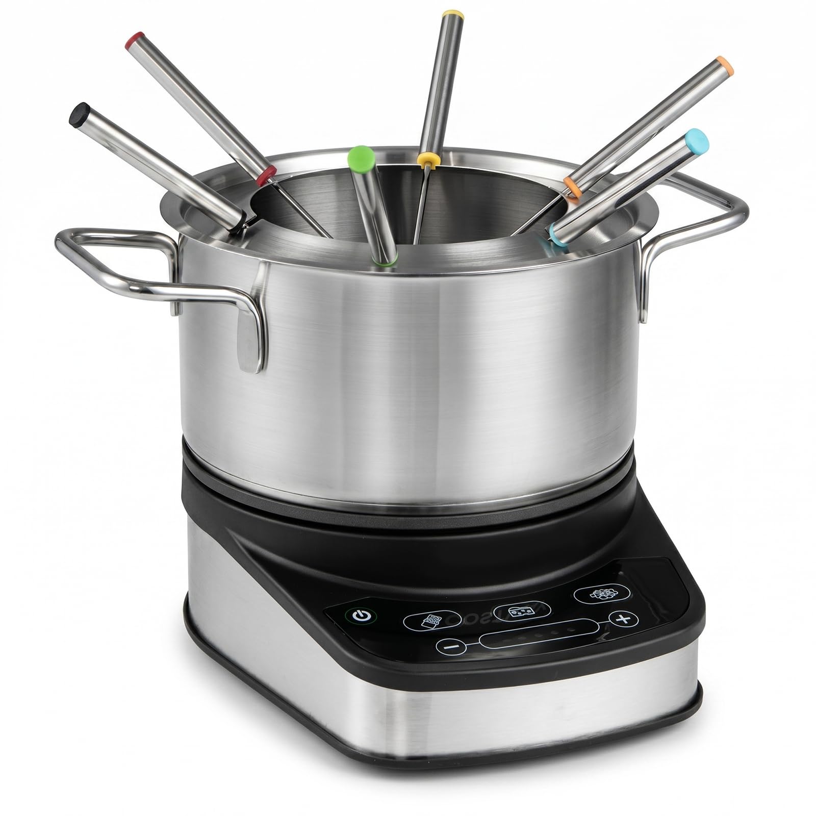 LIFEZEAL - Juego de fondue de 3 l para 6 personas, aparato de fondue eléctrico de 1200 W de acero inoxidable con termostato ajustable, base extraíble y 6 tenedores, para queso, chocolate y caldo