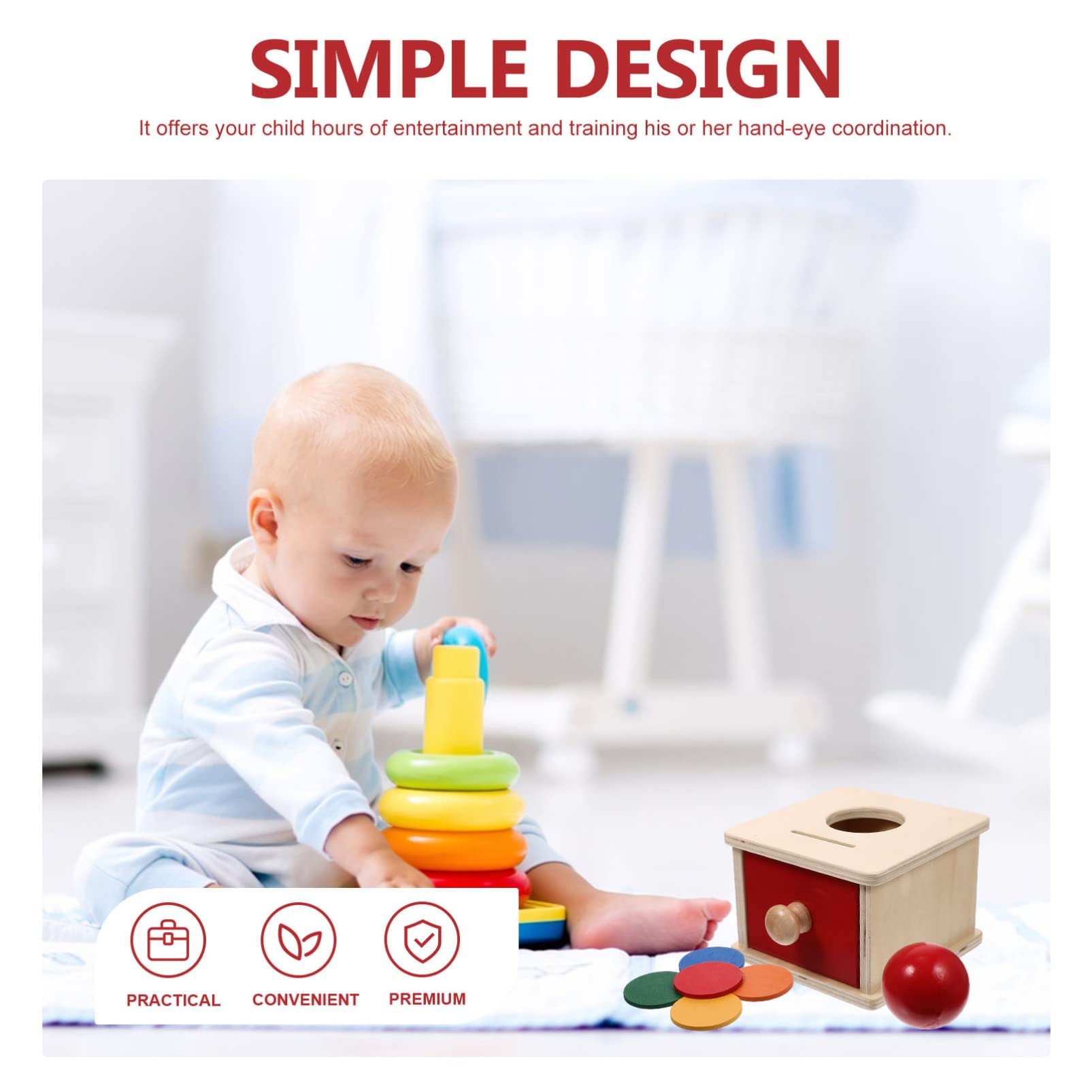Toyvian Giocattoli in Legno Montessori 2 in 1 Oggetto Scatola A Goccia Permanenza Palla, con Cassetto, per Neonati Bambini Piccoli