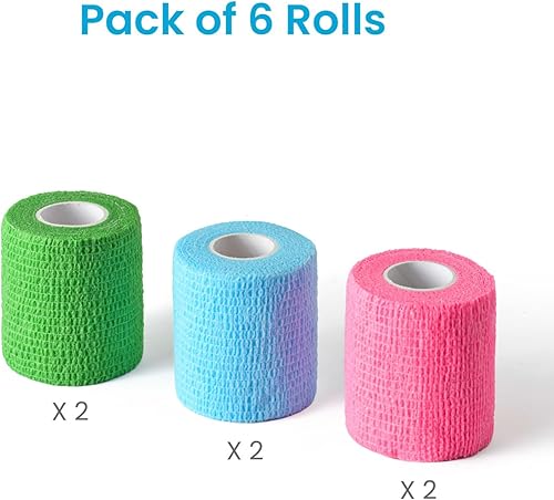 Miniatura 25 de WePet Envoltura para mascotas, autoadhesiva, solo se adhiere a sí misma, cinta no tejida para patas de perro, patas, heridas, gasa cohesiva