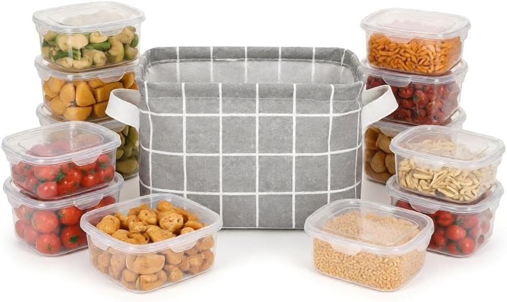 caktraie Space‑Friendly Collapsible Bin Used Alongside Food Storage Containers
