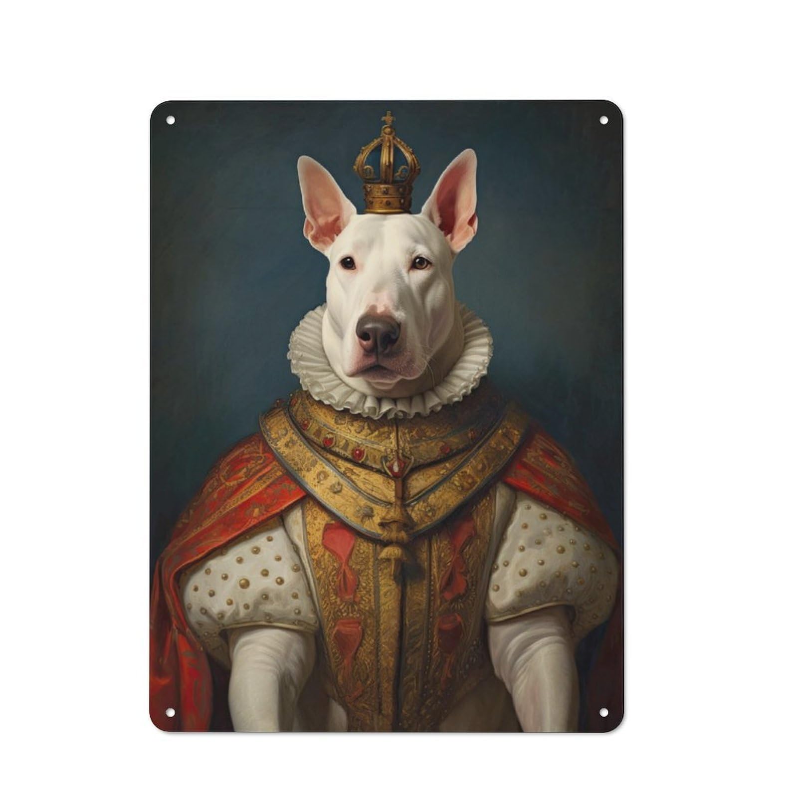 Junmoney English Bull Terrier King Tin Sign 40X30cm With For Home Bar Wall, Retro Decor, Suited To Home Bar Decor Fans
