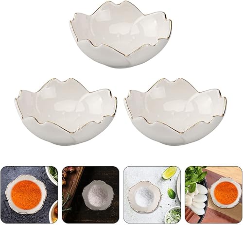 Miniatura 2 de BESPORTBLE Plato de salsa de soja de vidrio de cereza, 3 piezas, pétalos de flores, mini cuenco de postre de cristal, platos para aperitivos,